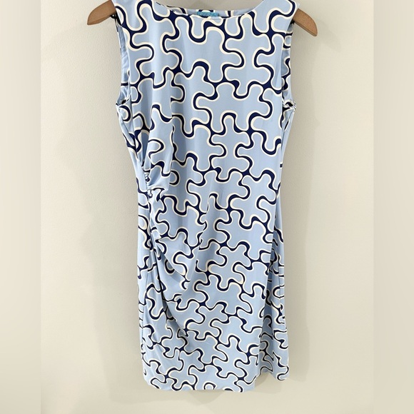 J. McLaughlin Catalina Cloth Blue Puzzle Piece Dress Size Medium - Picture 4 of 6
